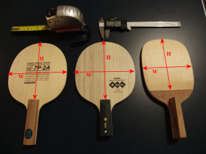 table tennis blade width and height